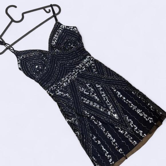 MARINA Dresses & Skirts - MARINA Black Sequin Mini Dress – Size 2 | Gatsby Glam | Like NEW